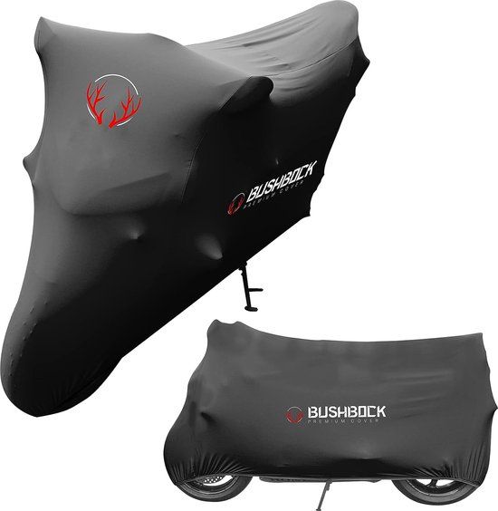 Premium Cover Indoor Motorfiets afdekzeil stoffen hoes elastisch, geweven pluis stretchstof (XL-XXL, zwart)