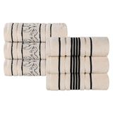 Superior Set van 6 kleine katoenen handdoeken, zacht en absorberend, voor badkamer, spa, woonkamer, hotel, keuken, luxe, sneldrogend, geen draaien, bijpassend bloemenpatroon, ivoor