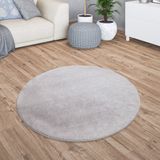 TT Home Woonkamer korte pool effen modern design wasbaar 120 x 120 cm Vierkant grijs