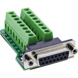 InLine 92502A Terminal block / D-Sub 15 Zwart, Groen