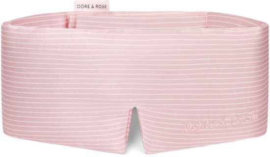 Dore &amp; Rose Dore & Rose Slaapmasker - Oogmasker - Zijden Slaapmasker Voor Mannen en Vrouwen - Deep Sleep Mask - Eye Mask - Verduisterend - Wallen - Gestreept Roze