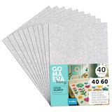 m-office Kleurrijke EVA-schuimplaten met glitter, 40 x 60 cm, vellen schuim om te snijden, glitterschuim, ideaal voor creatieve vrije tijd, scrapbooking, school of knutselactiviteiten (wit, 40 stuks)