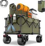 Markenlos Bol Strandkar - Strandtrolley - Beach Trolley - Strandwagen - Strandkar Bolderkar - Transportkar - Olijfgroen