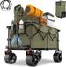 Markenlos Bol Strandkar - Strandtrolley - Beach Trolley - Strandwagen - Strandkar Bolderkar - Transportkar - Olijfgroen
