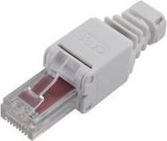 Tru Components RJ45-stekker, cat 6, recht, 8-polig, grijs, 1 stuk