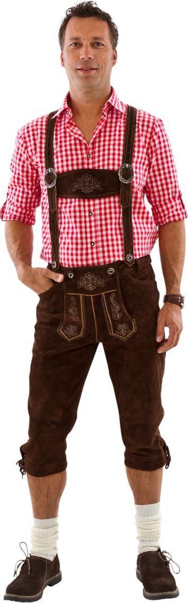 Thetru Lederhosen Ulrich donkerbruin knielengte Wildleder | Maat 50