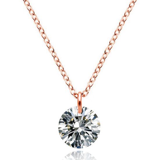Cilla Jewels Dames Ketting Edelstaal Verguld Rose Zirkoon