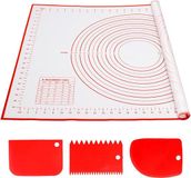 Merkloos Silicone Bakmat met Deegschrapers - Antiaanbak - Rood - 70x50 cm