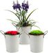 Arte r Plantenpot/bloempot emmer - 3x - zink - wit - D12 x H16 cm
