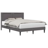 vidaXL Bedframe met LED-stripverlichting Grijs 140 x 200 cm Kunstleer