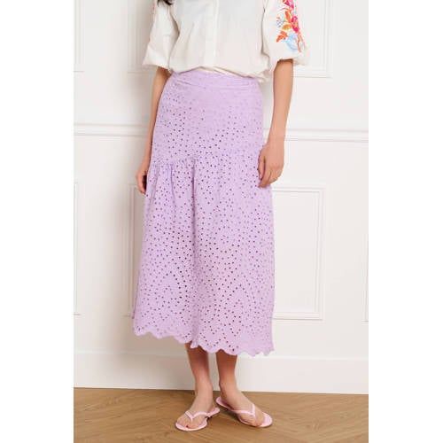 LOLALIZA broderie midi rok - lila