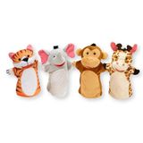 Melissa & Doug Zoo Friends Handpoppen - 4-delige set van zacht pluche met olifant, giraf, tijger en aap, interactief speelgoed voor kinderen vanaf 2 jaar