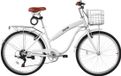 VEVOR Vélo de croisière pour femme 26 pouces blanc 7 vitesses acier V-Brake