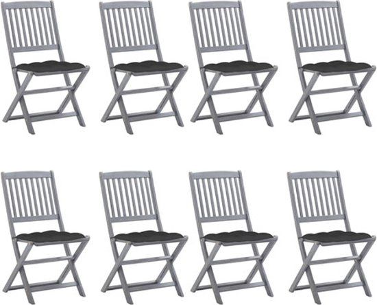 vidaXL Tuinstoelen 8 stuks met kussens massief acaciahout antraciet