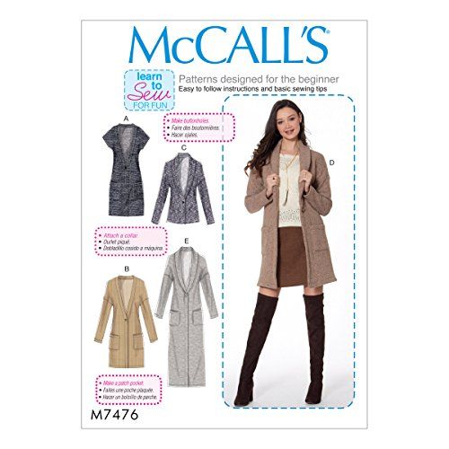 Mccall's Patterns 7476 ZZ - Misses Vest & Vests - Sizes LRG-XXL - Woven - Multi-Colour