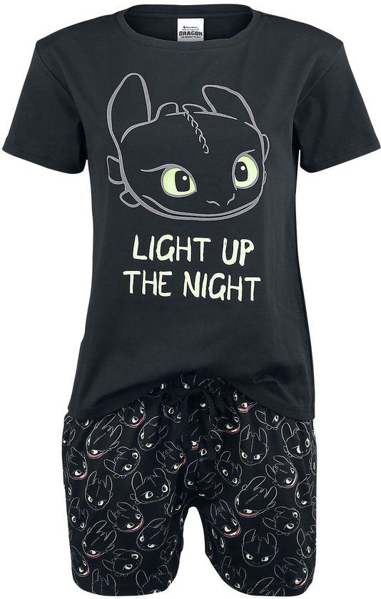 How To Train Your Dragon Pyjama - Toothless - Light Up - Zwart - S