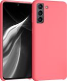 kwmobile telefoonhoesje geschikt voor Samsung Galaxy S21 Plus - Hoesje met siliconen coating - Smartphone case in neon koraal