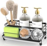 Sans marque Support éponge et organisateur de caddy pour évier - Acier inoxydable et antidérapant - Accessoires de cuisine - Noir mat