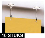 Merkloos / Sans marque Vkf Renzel B.V. Zelfklevende plafondhaak - 10x - met oog - kunststof - 3,9 cm - vlaggenlijnen en ophanghaken