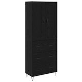 vidaXL Highboard Zwart Eiken 69,5 x 34 x 180 cm Bewerkt Hout