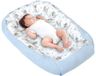 Medi Partners Babynest Knuffelnest 100% Katoen Wafel Reisbedje Voor baby's Zuigelingen 100x60x15cm Veilige sluiting (Teddy met lichtblauw Wafel)