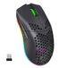 CROSS ZEBRA Draadloze Gamingmuis, 2,4G Lichtgewicht Honingraatschaal Ergonomische RGB-Muizen met 750mAh Oplaadbare Batterij, Energiebesparing, 6 Knoppen en Mini-USB-Ontvanger voor Windows, Mac OS, Laptop, Smart TV(Zwart)