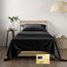 THREAD SPREAD Set van Egyptisch katoen, draaddichtheid 600, luxe tweepersoonsbed, verkoelende lakens voor warme slapers, zachte zwarte lakens voor studentenhuis, matras