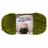 Knit Me Amigurumi Fluwelen chenillegaren, grof garen om te haken, 50 g/55 m, superzacht polyester voor teddy's, pluche speelgoed en dekens, EN71-3 en Oeko-Tex gecertificeerd, 5,5 mm haak (olijf)