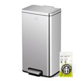 EKO Madison Afvalemmer voor de keuken, 30 l, met pedaal en softclose, van roestvrij staal, anti-vingerafdruk, compact en robuust ontwerp, inclusief zakken, ideaal voor moderne keukens