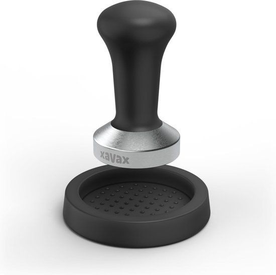 Xavax Tamper-set, tamper 51 mm, RVS, met tampermat, slipvast, zwart