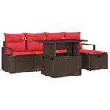 vidaXL Tuinbank Set Bruin Polyrattan