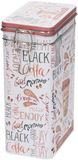 Merkloos / Sans marque Koffieblik Koffieblik / bewaarblik - koffie print - beugelsluiting - 12 x 8 x 20 cm - rechthoekig - bonen / filterkoffie / cups