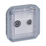 Legrand TV/R-SAT-stopcontact met geaard contact, Plexo, waterdicht IP55, monteerbaar met behuizing of frame, grijs, 069554LE