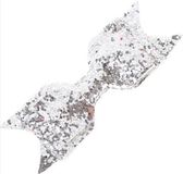 Heble® Elegante Glitter Gala Haarclip - Grote Strik - Zilver