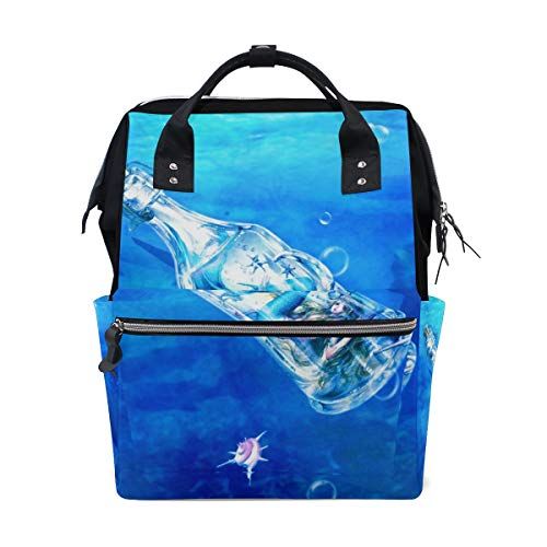 MONTOJ mooie zeemeermin onderwater in fles canvas rugzak Travel Campus rugzak - EAN: 7422591847360