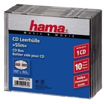 Hama CD Slim Jewel Case - 10 Pack - Transparent