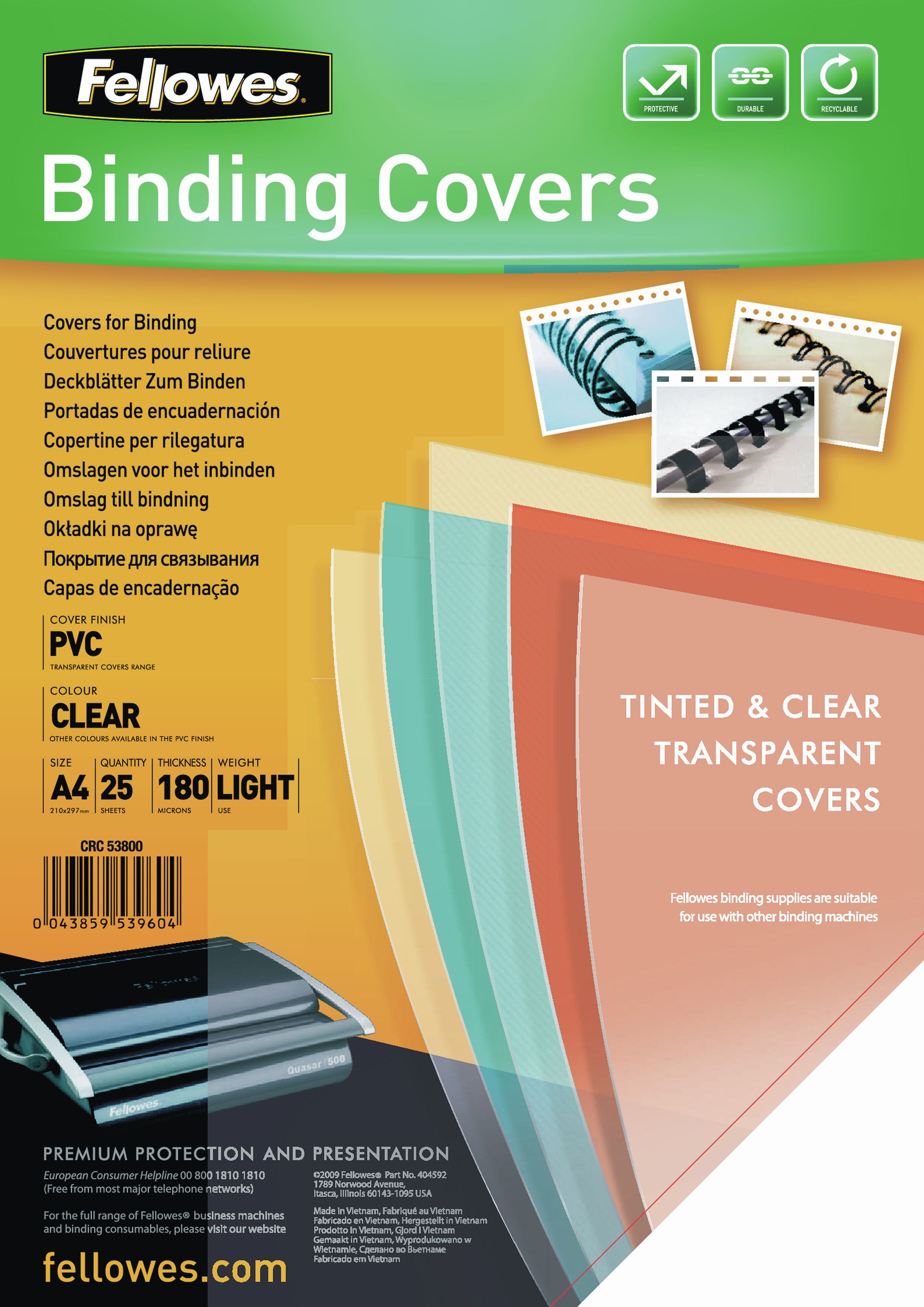 Fellowes A4 PVC Binding Covers - Transparent - 25 Pack