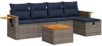 vidaXL 6-delige Loungeset met kussens, polyrattan, grijs