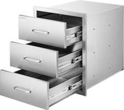 Vevor Buitenkeukenlades 46x59x59cm (BxDxH), Grilllades met 3 Lades en Roestvrijstalen Handgrepen