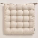 ROOM99 Aura Stoelkussen, 40 x 40 cm, zitkussen met banden, sierkussens, stoel, vloer, vloerkussen, kussen, outdoor, indoor, woonkamer, crème, 1 stuk