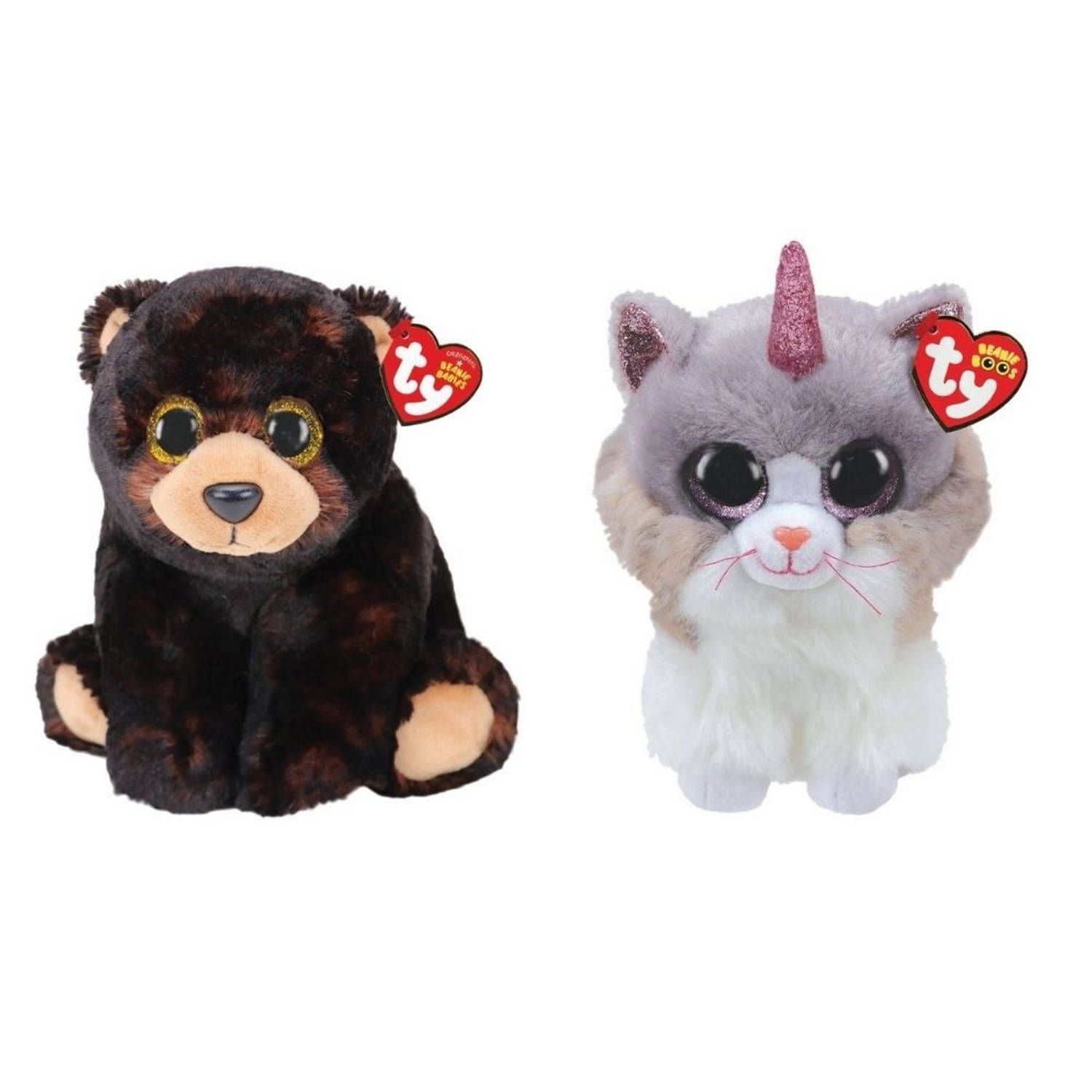 TY - Knuffel - Beanie Buddy - Kodi Bear & Asher Cat - Meerkleurig