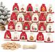 Adventskalender met 24 linnen zakjes om te vullen, kerstdecoratie, rood/beige