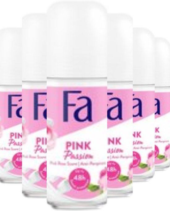 Fa Deo Roller - Pink Passion - 6 x 50ml - Anti-transpirant - Roze Roos Geur
