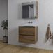 Saniclass Chaci Meuble de salle de bain - 60x46x55cm - lavabo en céramique noir - 1 vasque - sans trou de robinetterie - 2 tiroirs - armoire de toilette - noyer