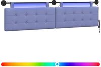 vidaXL Hangend hoofdbord met LED-verlichting Jeans Blauw Stof