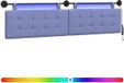 vidaXL Hangend hoofdbord met LED-verlichting Jeans Blauw Stof