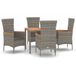 vidaXL 5-delige Tuinset met Kussens Poly Rattan Grijs