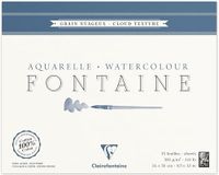 Clairefontaine 96421C Blok, gelijmd, 4 zijden, fontein, 15 vellen, aquarelpapier, wit, 100% katoen, wolkenkorrel, professionele kwaliteit, 24 x 30 cm, 300 g