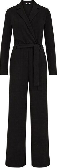 WE Fashion Dames jumpsuit met structuur - Zwart - Maat M