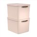 Rotho Maloja Opbergdoos, set van 2 stuks, 55 l met deksel, 53,5 x 40 x 34 cm (l x b x h) (roze)